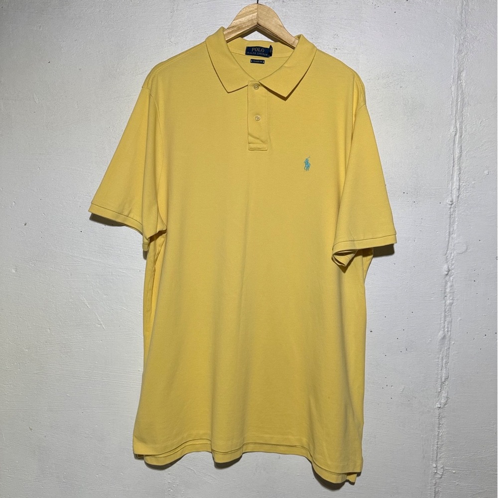 Polo Ralph Lauren Classic Fit Polo Shirt XXL Yellow Cotton Pique Short Sleeve